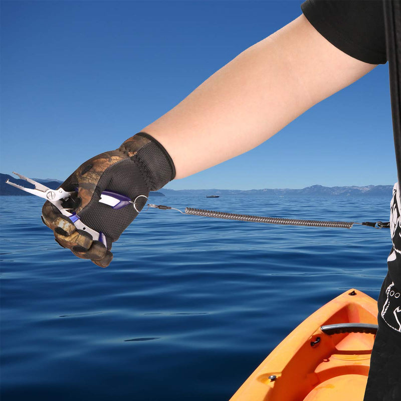 BB Hapeayou Fishing Lanyard (7Pcs) Safety Retractable Coiled Tether with Carabiner and Split Ring for Pliers, Boating, Tools(Black) - BeesActive Australia