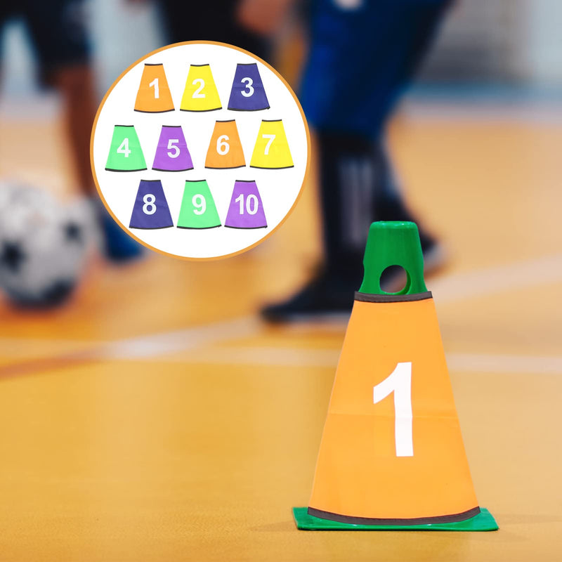 Toyvian Numbered Cone Cover 1- 10 Number: 10Pcs Soccer Cone Collar Traffic Cones Training Marker Cones Number Cover for Soccer Basketball Football Outdoor Game - BeesActive Australia