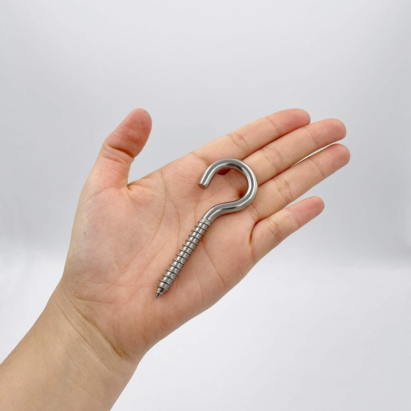 Pack of 12 M6 Metal Hooks, heavy-duty304 Stainless Steel Screw Hooks, self-Tapping Eye-Ring Bolt Hooks, Wooden Terminal Eye-Hole Hooks, Pendant Lights and Wires, Strong Indoor and Outdoor(3.2"X12PCS) 3.2"X12PCS - BeesActive Australia