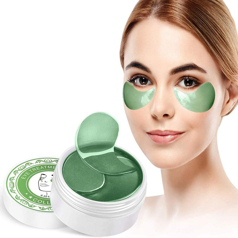 Under Eye Collagen Patch, Anti-Aging Mask Eye Treatment Masks for Puffy Eyes, Gel Eye Pads for Hyaluronic Acid - Under Eye Mask for Reducing Dark Circles (Green) Green - BeesActive Australia