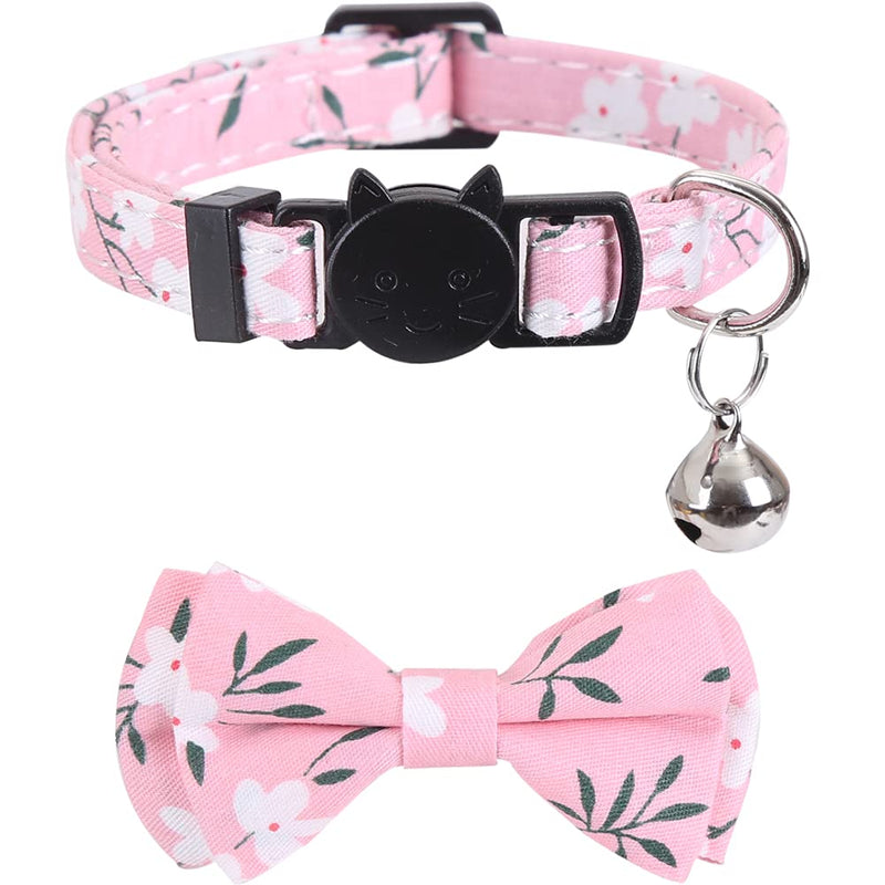 Lamphyface 2 Pack/Set Cat Collar Breakaway with Cute Bow Tie and Bell Plaid Flower for Kitty Adjustable Safety pink - BeesActive Australia