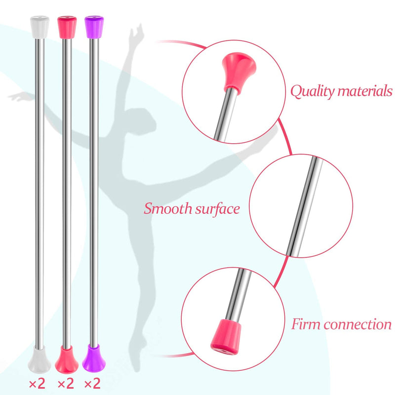 6 Pieces Twirling Batons Unisex Kids' Gymnastics Twirling Baton Dance Baton for Kids Girls Talent Shows, Artistic Dancing, Baton Twirling, Pink, White, Purple - BeesActive Australia