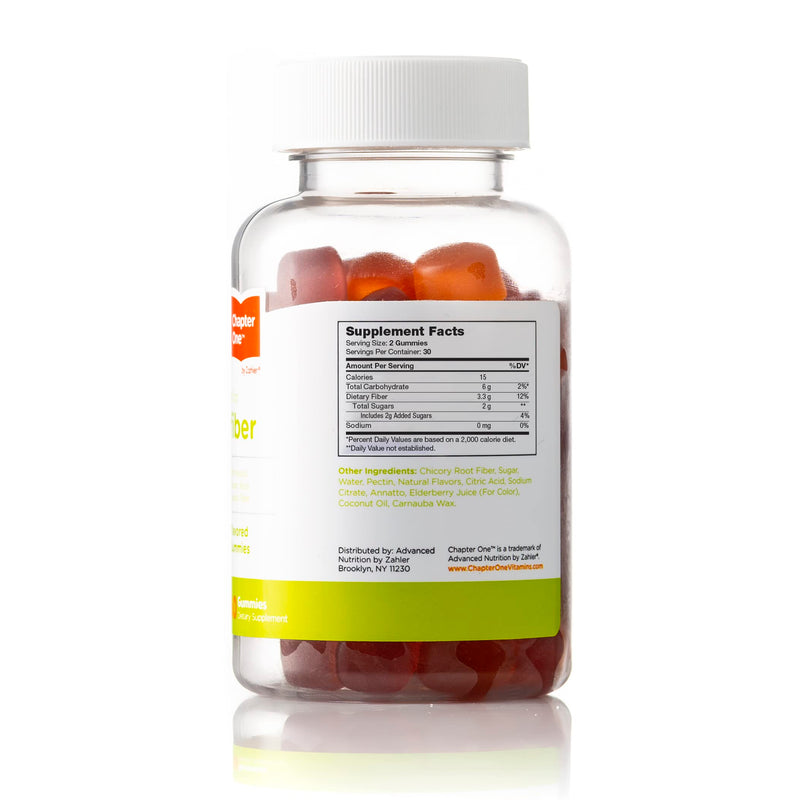 Chapter One Fiber Gummies, with Natural Chicory Root Soluble Fiber, Certified Kosher, 60 Flavored Gummies - BeesActive Australia