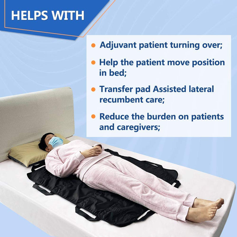 Positioning Bed Pad With Handles Comfort Slide Repositioning Sheet Transfer Blanket For Bedridden Patient Turning Device Transfer Draw Sheet Hospital Bed Padding Lift Assist For Incontinence Elderly Black - BeesActive Australia