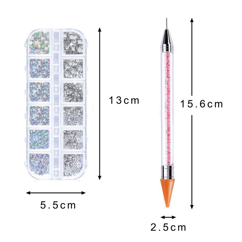 Pimoys 3940pcs Flat Back Gems Rhinestones for Nails,Nail Jewels Crystals Clear Rhinestones and Art Rhinestones with Pick Up Tweezer and Rhinestone Picker Dotting Pen for Nails/Face/Craft - BeesActive Australia