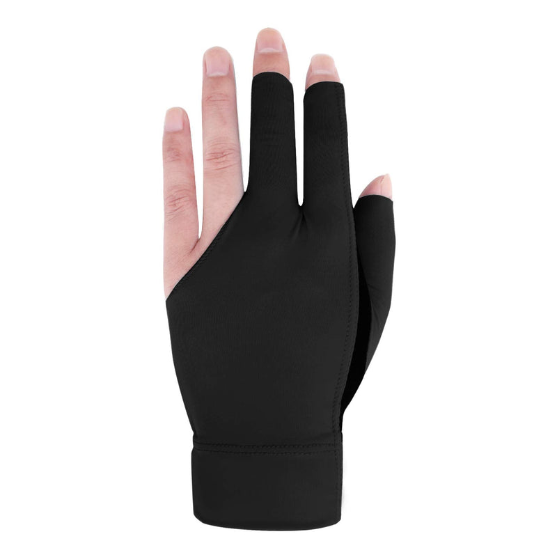 MioCloth Anti Slip Billiard Glove Left Hand Snooker Carom Billiard Pool Cue Sport Professional 3 Finger Glove Handwear Gift for Men Women Player Black - BeesActive Australia