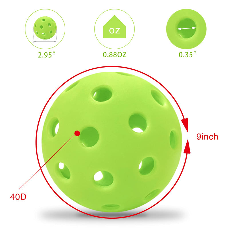 Eupboron 12 Pack Pickleball Balls Outdoor 40 Holes Training Pickle Ball - BeesActive Australia