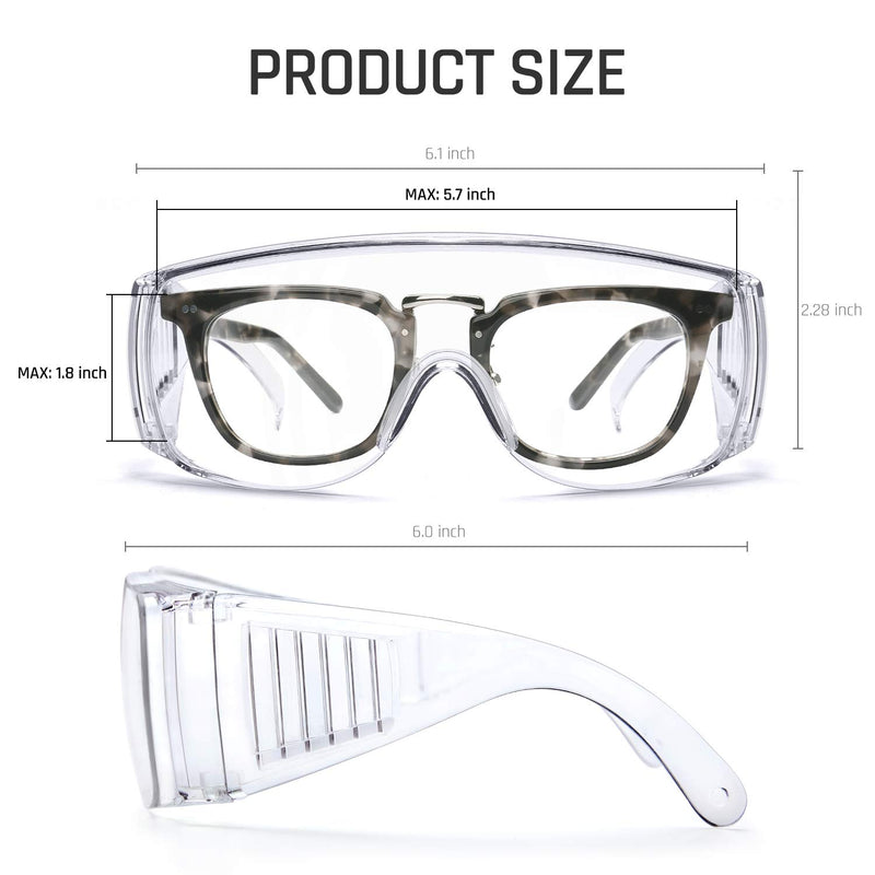 TOREGE Safety Glasses, Over Glasses Design,Anti Fog Safety Goggles With Anti-Fog & HD Lens Protective Eyewear For men & Women Transparent Frame - BeesActive Australia
