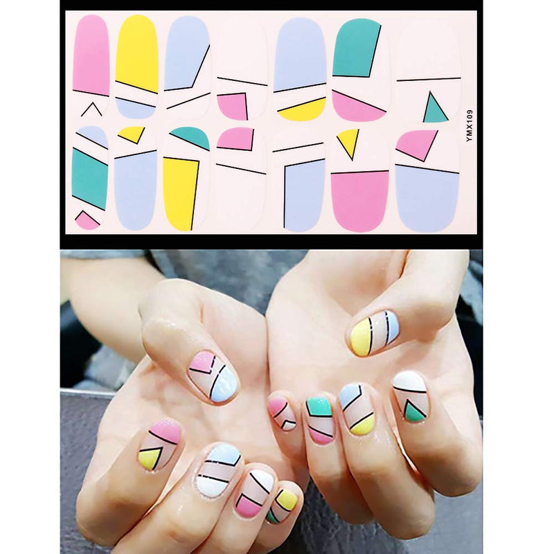 SILPECWEE 6 Sheets Nail Polish Strips Stickers Flower and 1Pc Nail File Lattice Adhesive Nail Wraps Nail Art Decals Manicure Accessories NO3 - BeesActive Australia