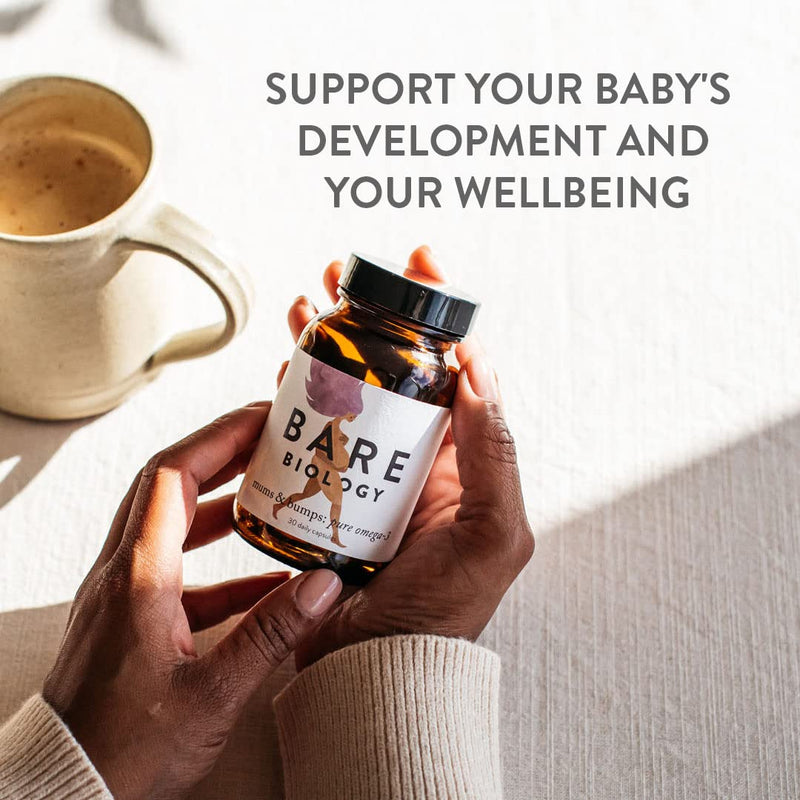 Bare Biology Mums & Bumps Pure Omega 3 Fish Oil Capsules for Pregnant Women - Preconception, Pregnancy & Breastfeeding Supplement - Made From Sustainably Sourced Wild Fish (30 Capsules) - BeesActive Australia
