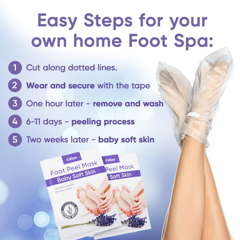 Foot Peel Mask - Foot Mask 2 Pack for Baby Feet and Remove Dead Skin - Baby Foot Peel Mask with Lavender and Aloe Vera Gel for Men and Women Feet Peeling Mask - BeesActive Australia