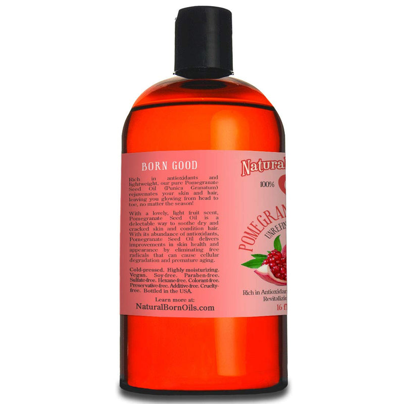 16oz Pomegranate Seed Oil, 100% Pure and Natural, Organic and Rich in Antioxidants for Supple, Soft Skin and Hair - Includes Pump & Flip Cap - BeesActive Australia