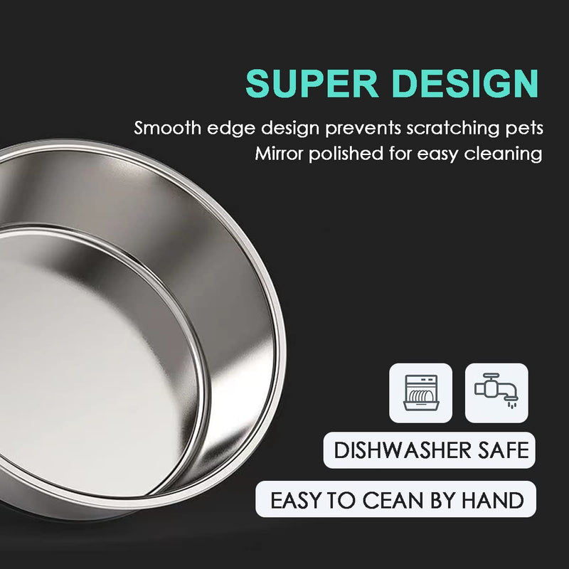 WEDAWN Stainless Steel Dog Bowls,Nonslip Rubber Bottom Dog Dishes, Deep Stainless Steel Cat Bowl Water and Food with Non- Skid Rubber Base for Small/Medium/Large Dogs, Cats 4 Cup for Small Pet - BeesActive Australia