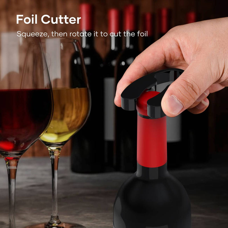 Crenova 6-in-1 Wine Opener Electric Rechargeable Automatic Corkscrew Bottle Opener set with Vacuum Stopper, Aerator Pourer, Foil Cutter, Display Base & USB Charging Cable, Silver - BeesActive Australia