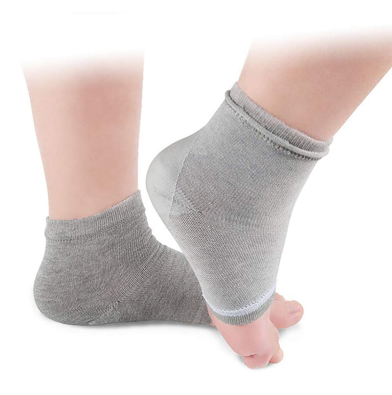 Makhry 2 Pairs Moisturizing Silicone Gel Heel Socks for Dry Hard Cracked Skin Open Toe Comfy Recovery Socks Day Night Care Black&Grey - BeesActive Australia