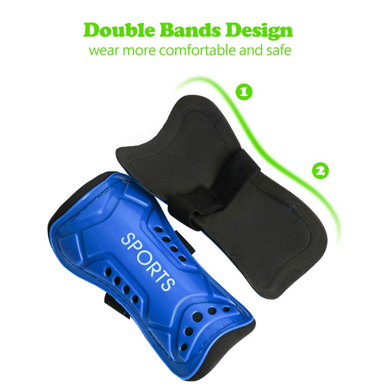 cGy Soccer Shin Guards, Youth Soccer Shin Pads, Breathable and Lightweight Child Calf Protective Gear Soccer Equipment for 3-15 Years Old Boys Girls Toddler Kids Teenagers S 3'3 - 3'10 Tall 02 Pairs Black + Blue - BeesActive Australia