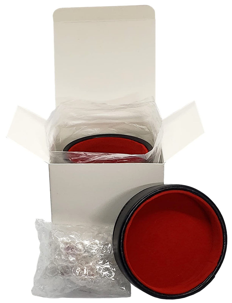 Cyber-Deals PU Leather Dice Cup, Premium Felt Lined Lid/Tray and Poker Dice Set in White Gift Box (Black / Red Cup, White Dice Clubs Ace) Black / Red Cup, White Dice Clubs Ace - BeesActive Australia