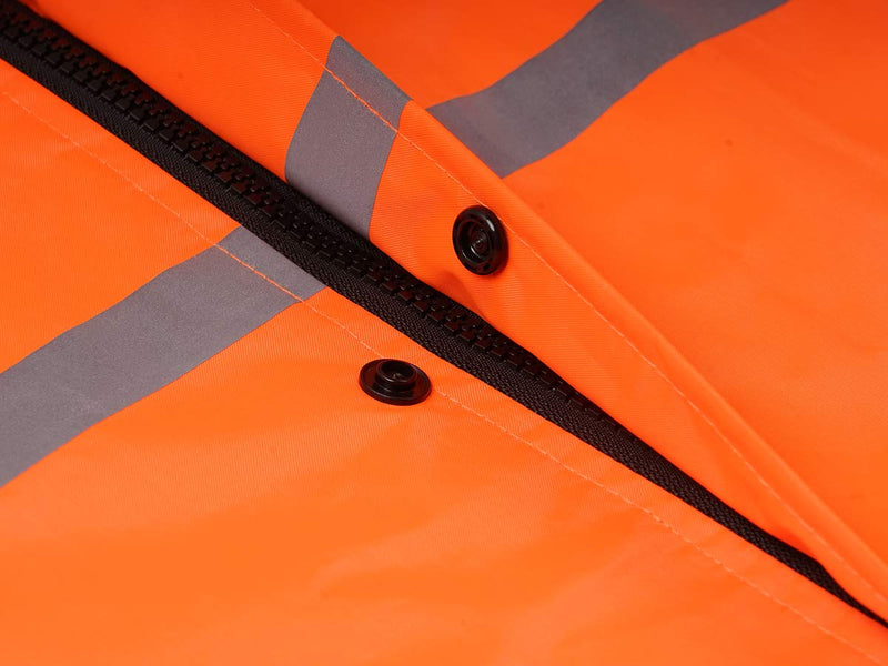 [AUSTRALIA] - Mens Long Hooded Safety Rain Jacket Waterproof Emergency Raincoat Poncho Orange Medium 
