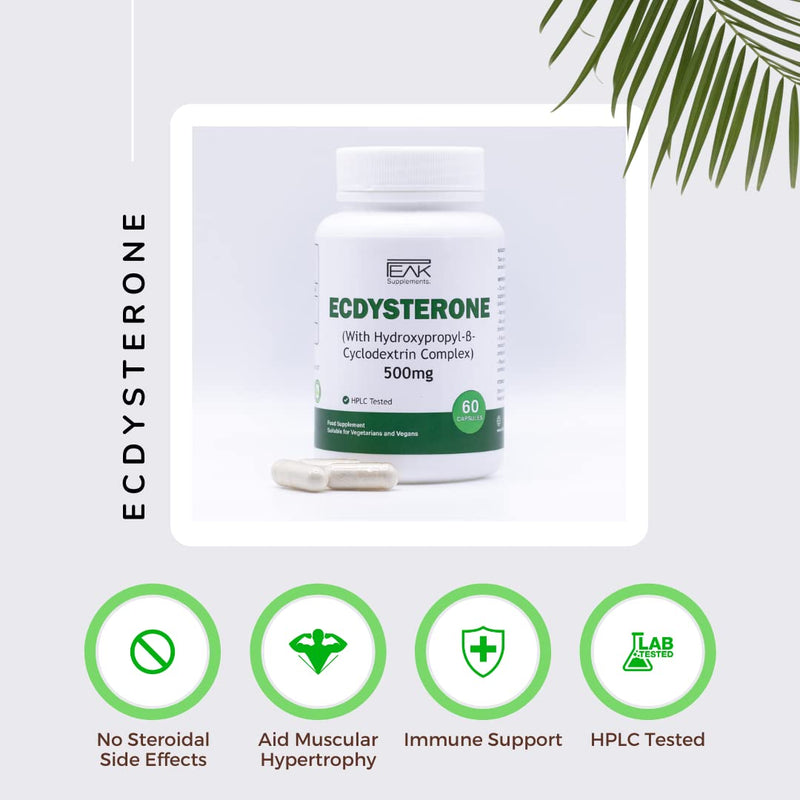 Ecdysterone Complexed with Hydroxypropyl-β-Cyclodextrin for Maximum Absorption | High Dosage 500mg x 60 Capsules (2 Months Supply) | Potent Natural Anabolic Supplement - 100% Organic - BeesActive Australia