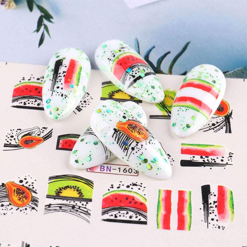 Nail Art Stickers Decals Nail Art Supplies Nail Stickers for Women Girls Nail Stickers Summer Kiwi/Avocado/Lemon/Banana Fruits for Nail Design Manicure Water Sliders Nail Decals Set 12 Sheets - BeesActive Australia