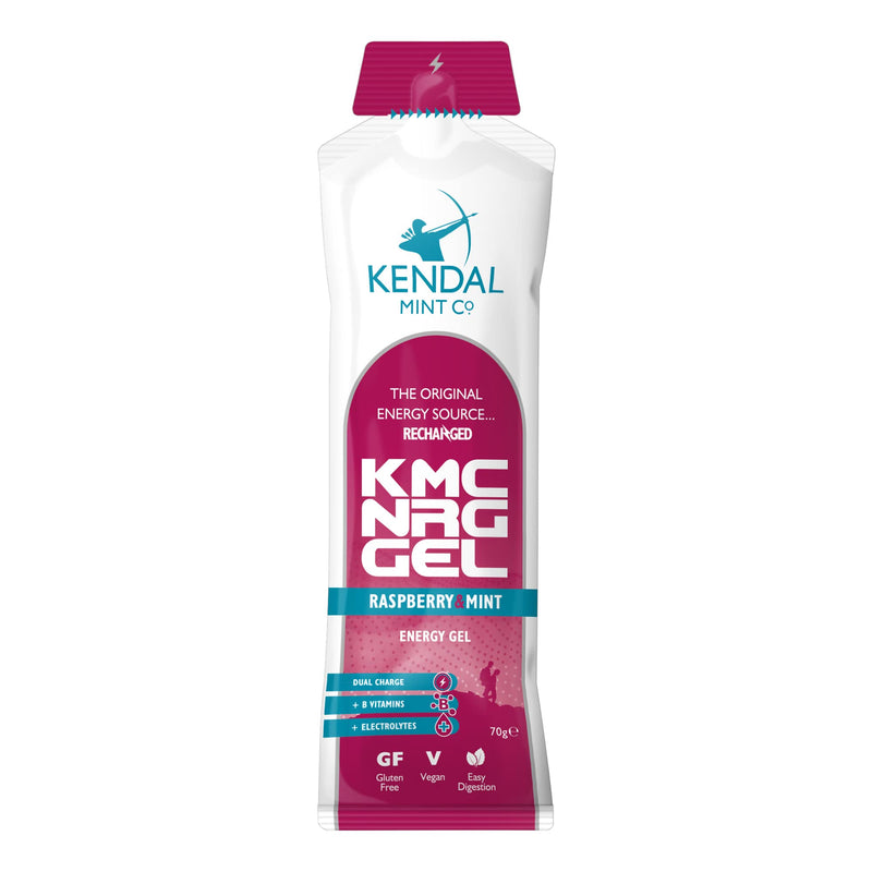 KMC NRG GEL: Refreshing Raspberry Mint Energy Gel | 27g Dual Carb | +Electrolytes | +B Vitamins | Informed Sport | Vegan | Gluten Free (6x70g) 6x70g - BeesActive Australia