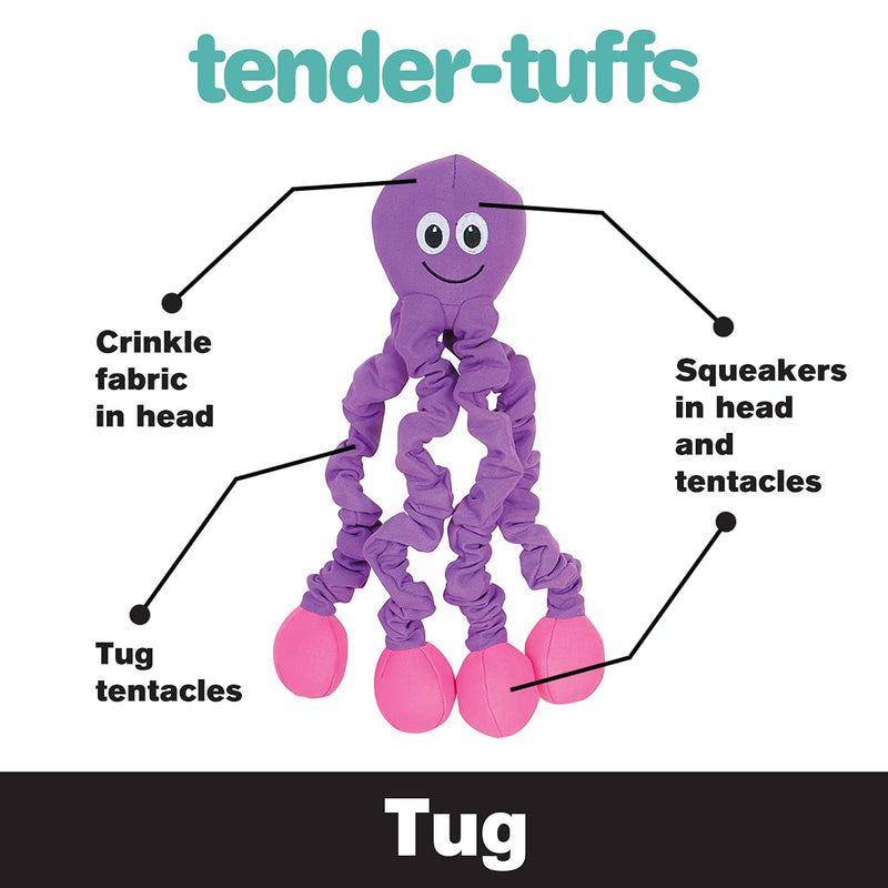 Snuggle Puppy Tender-Tuffs Tug - Extra Large Stretchy Purple Octopus Tough Dog Toy - Great for Fetch and Durable for Tug of War - BeesActive Australia