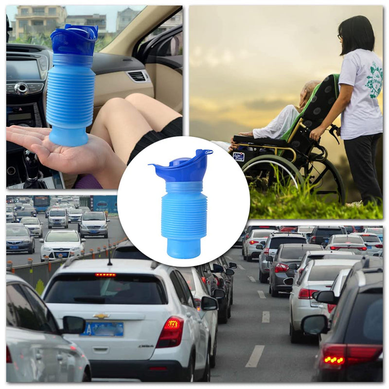 NA 2 Pcs Shrinkable Urinal Portable Wee Bottle Reusable Male Female Portable Mobile Potty for Camping, Car, Travel, Traffic Jam - BeesActive Australia