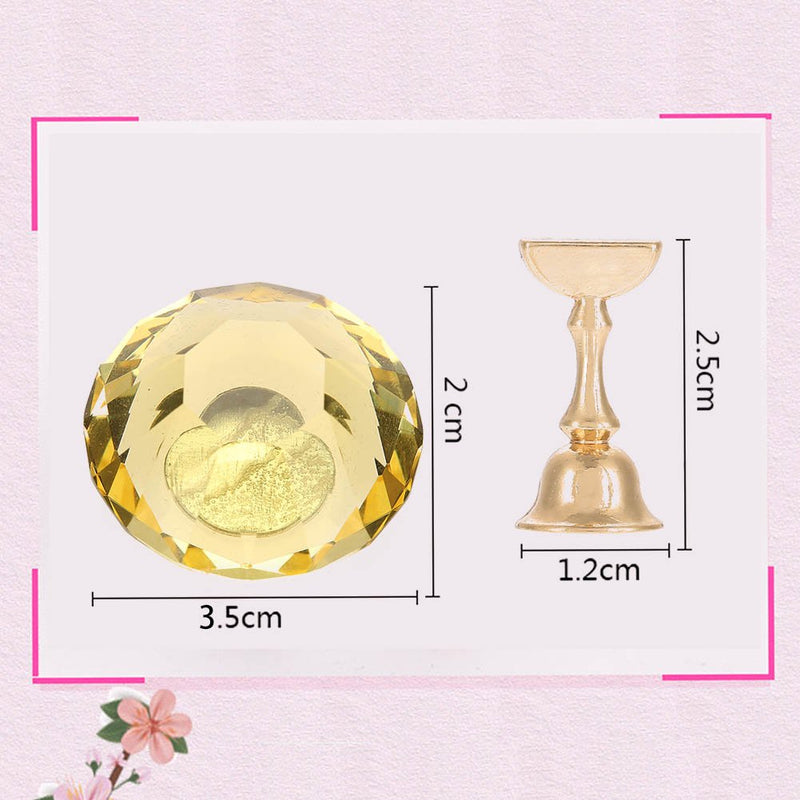 Nail Tips Stand Holder, Practice Crystal Stand Base Display Tools Set for Art Salon DIY and Practice Manicure, Magnetic Stuck Crystal Nail Art Holder(Yellow crystal with five bases) Yellow crystal with five bases - BeesActive Australia