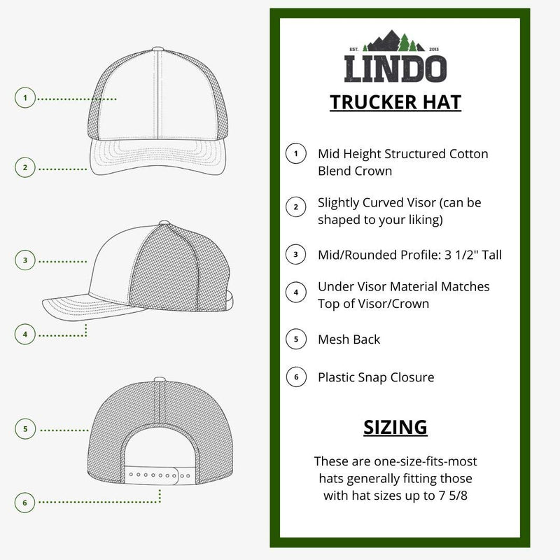 LINDO Trucker Hat - Critter Collection (bass, Duck, Whitetail) One Size Graphite/White (Whitetail) - BeesActive Australia