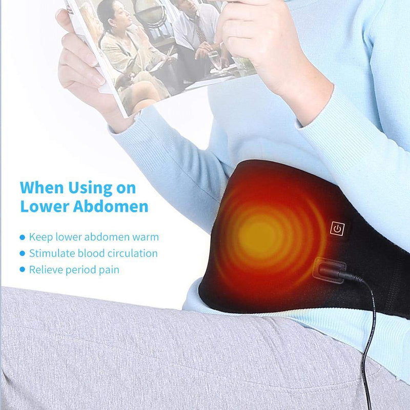 Heated Waist Belt, USB Rechargeable Electric Lumbar Heating Pad Abdomen Waist Support Belt Designed for Waist Pain Reduce - BeesActive Australia