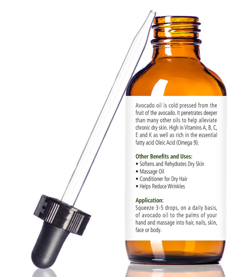 USDA CERTIFIED ORGANIC AVOCADO OIL - Skin Moisturizer Cold Pressed and Unrefined in 4 oz Dark Glass Bottle with Dropper | Enhances Hair's Natural Shine | Softens and Moisturizes Severely Dry Skin - BeesActive Australia