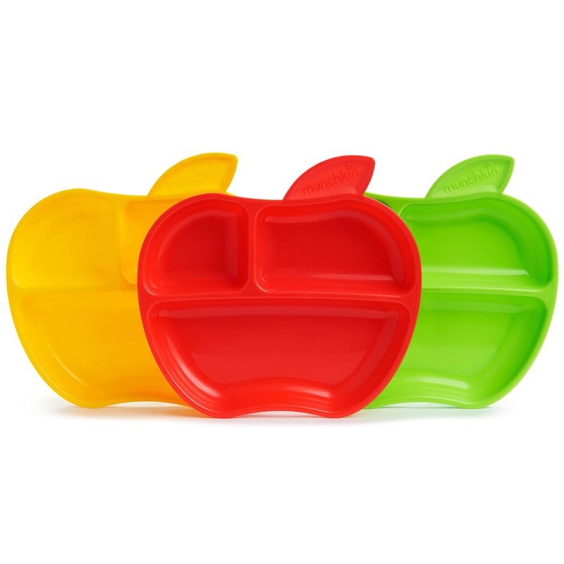 Munchkin Weaning Set, Includes 3x Stay Put Suction Bowls, 3x Little Apple Divided Plates & 6x Soft Tip Spoons - BeesActive Australia