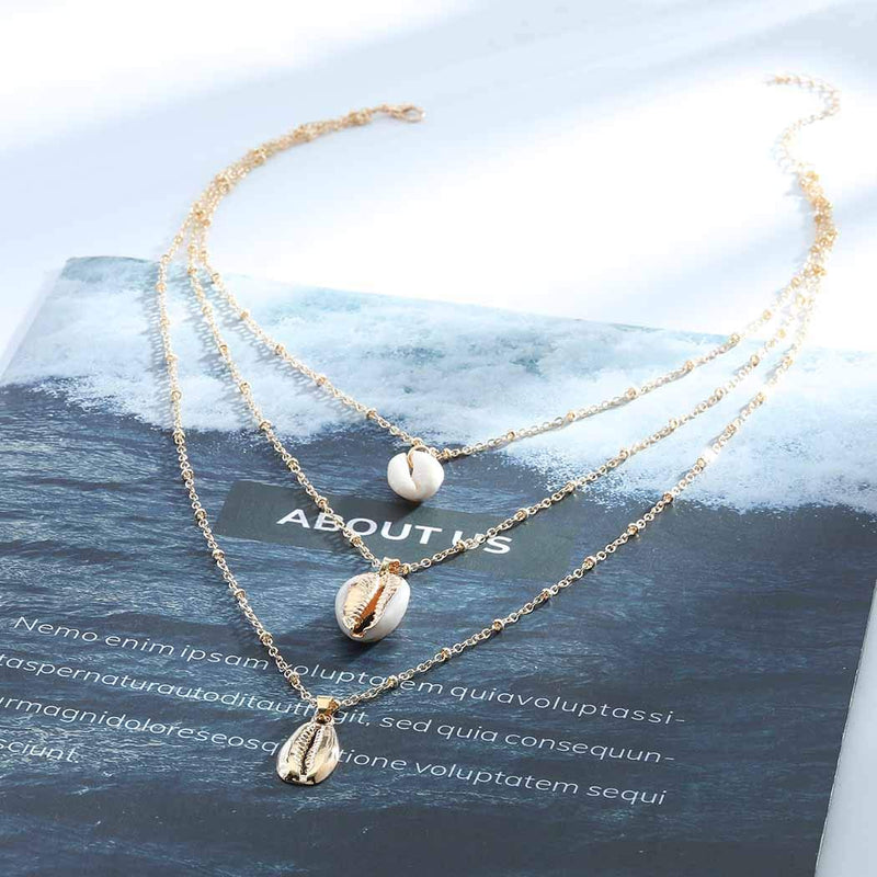 Yalice Boho Shell Necklace Chain Gold Layered Necklaces Jewelry for Women and Girls - BeesActive Australia