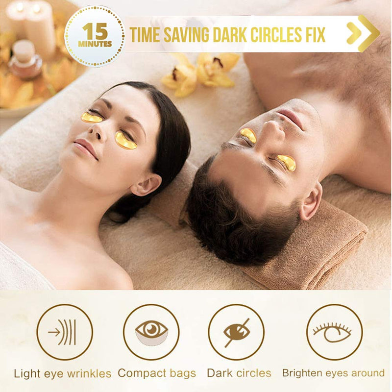 Under Eye Patches, 24K Gold Eye Mask, 60PCS Eye Gel Pads With Collagen, Eyes Treatment for Reducing Dark Circles, Lighten Wrinkles Anti-Aging Moisturizing, Fine Lines Eye Bags Puffiness for Women Men - BeesActive Australia