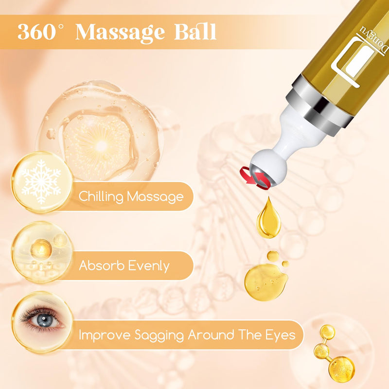 Retinol Eye Serum 360° Roller: Retinol Eye Cream with Massage Ball - Caffeine and Yeast Under Eye Roller Serum - Anti Aging Eye Cream for Dark Circles Puffiness Bags- Reduce Wrinkles Fine Lines - BeesActive Australia