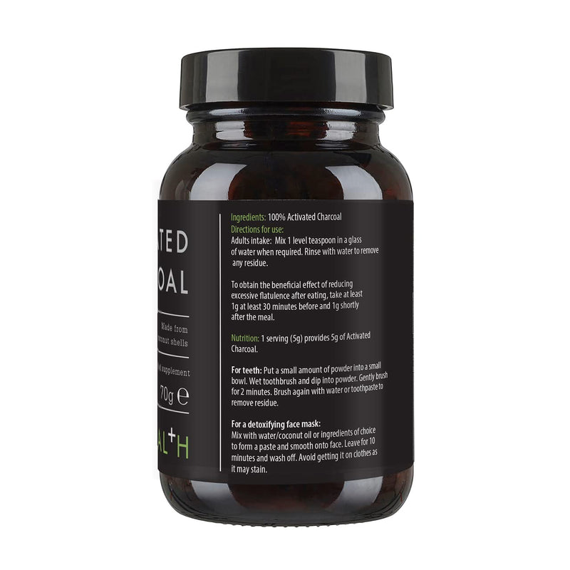 KIKI Health Activated Charcoal Powder, 70g | Food Grade Supplement For Bloating and Detox | Teeth Whitening | From Coconut Shells - BeesActive Australia