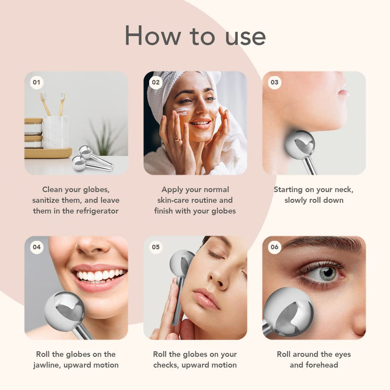 Hana Emi Ice Globes for Face and Eyes - Face Ice Roller - Steel Cryo Globes - Rejuvanate Skin - Ice Face Roller - Face Massager for Muscle Pain - Set of 2 Unbreakable Globes Metal Globes - BeesActive Australia