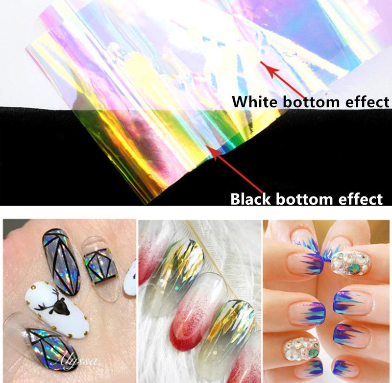 XICHEN 16 Pcs/Colors Nail Art Stickers Acrylic Broken Glass Aurora Stickers DIY Decoration 4CM100CM - BeesActive Australia