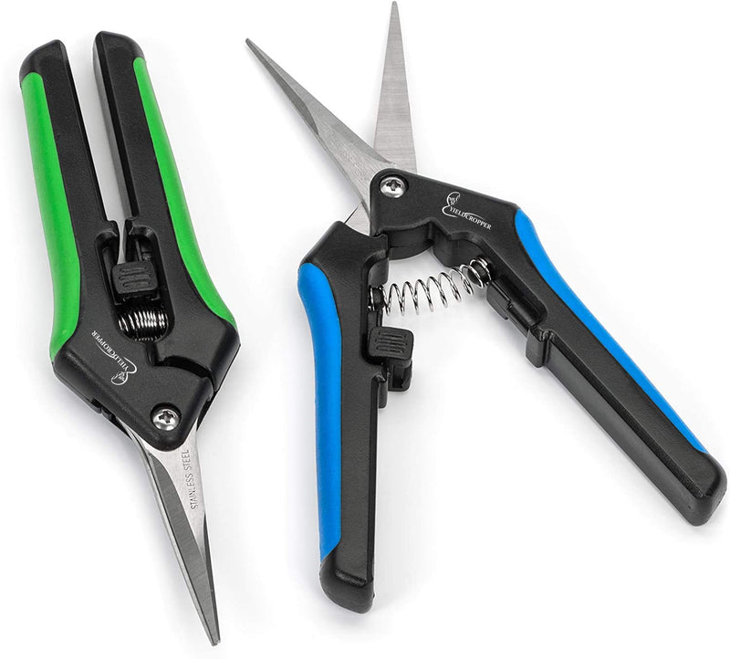 Hydroponic 2Pack Microtip Straight blade/Curved Blade Flower Leaf Trimmer Pruning Shears by Yieldcropper - BeesActive Australia