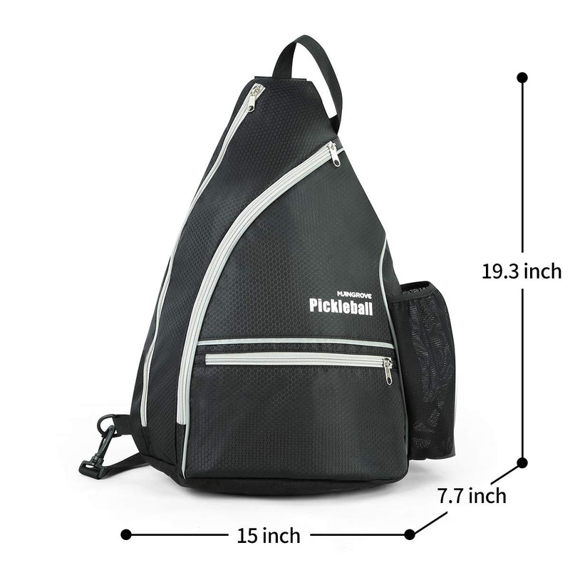 Mangrove Pickleball Bag, Men's & Women's Pickleball Backpack, Adjustable Sling Bag with Fence Hook/Upgraded Capacity/Safety Pocket/Water Bottle Holder - 2020 Pickle Ball Paddle Bag Black (balls not included) - BeesActive Australia