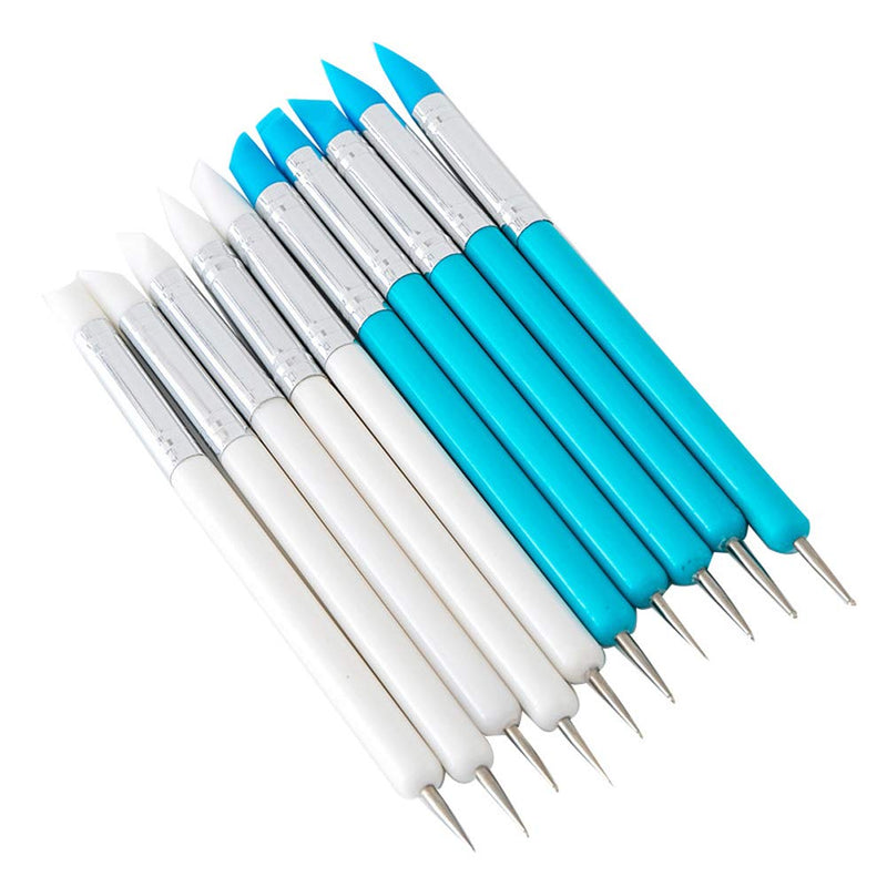 5 Pcs Nail Art Accessories, Silicone head Clay Sculpting Tool, Dotting Tool, Modeling Dotting Tool& Pottery Craft for Nail Art/DIY Handicraft (Blue) Blue - BeesActive Australia