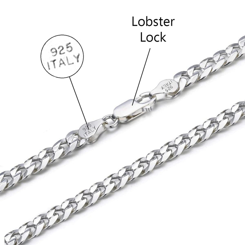 Savlano 925 Sterling Silver Curb Cuban Link Chain Bracelet for Men & Women - Made in Italy Comes With a Gift Box 8.0 Inches 4MM - BeesActive Australia