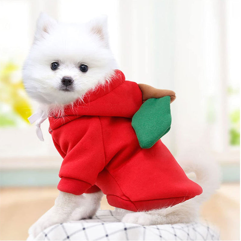 Pet Clothes Dogs Hoodie Sweatshirt - Fruit Shape Cold Weather Clothes Costume Outfit for Puppy Cats Small MediumDog Red Apple Medium - BeesActive Australia