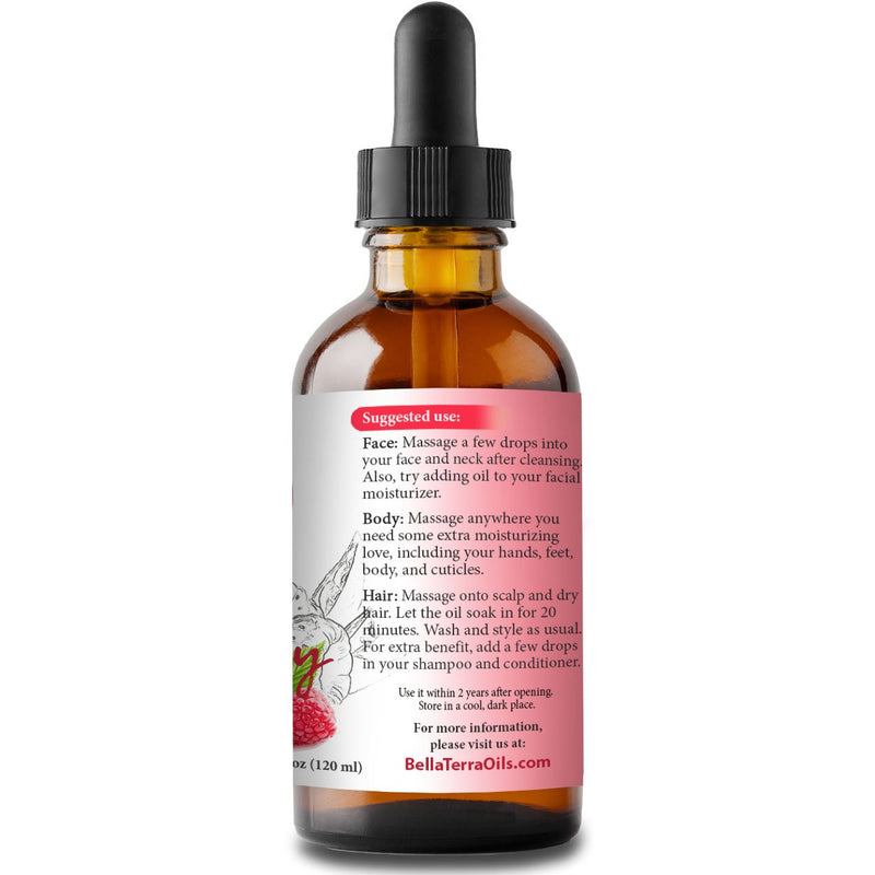 NEW Red Raspberry Seed Carrier Oil. 4oz. Cold-pressed. Unrefined. Organic. 100% Pure. Non-comedogenic. Hexane-free. Repairs Damaged Dry Skin. Natural Moisturizer. For Skin, Hair, Nails, Stretch Marks. - BeesActive Australia