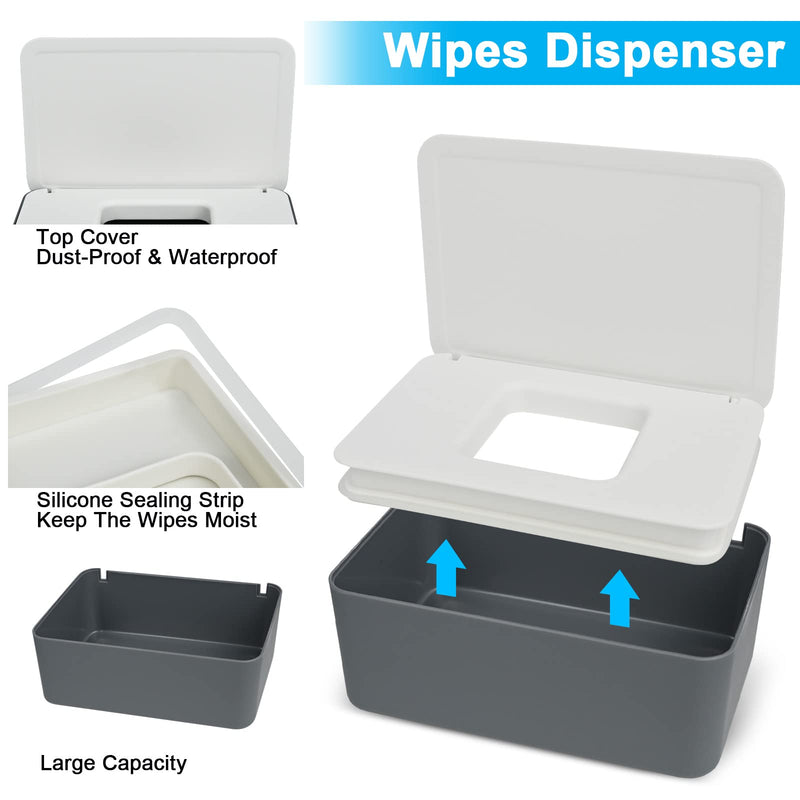 2 Pcs Wet Wipes Dispenser Box, Wet Wipes Storage Box with Lid Tissue Box Holder Rectangular, Baby Nappy Wipes Case for Toilet, Bathroom - BeesActive Australia