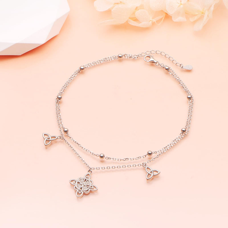 JZMSJF Anklets for Women S925 Sterling Silver Adjustable Beach Foot Ankle Bracelet Jewelry Gifts Celtic Knot 2 - BeesActive Australia