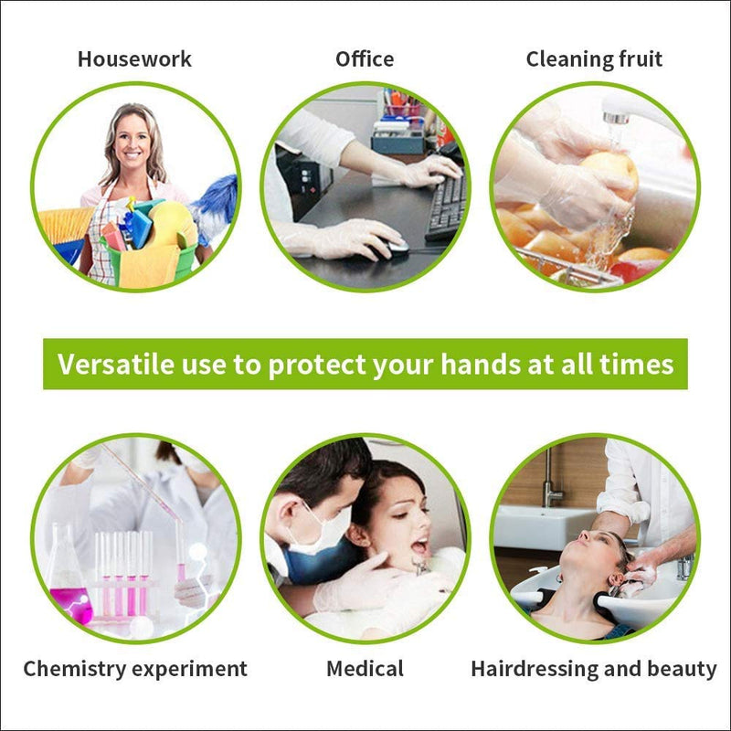 100 Pack Strong Quality Large Disposable Gloves Clear Powder Free Latex Free Food Safe Gloves Easy to WEAR - Perfect for Everyday Multi Purpose USE - BeesActive Australia