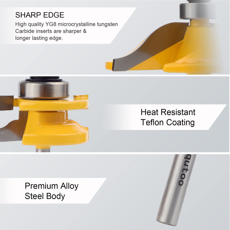 3PCS 1/4 Inch Shank Router Bit Set,Raised Panel Cabinet Door Making Router Bits, Cemented Carbide Router Bits for Woodworking,CNC Wood Router Bit Bearings,Woodworking Tools Router Door & Window Bits - BeesActive Australia