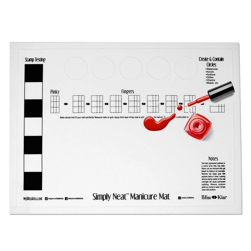 Bliss Kiss Simply Neat Manicure Mat - Silicone Manicure Mat for Stamping and Nail Art - BeesActive Australia