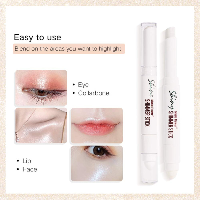 Music Flower Double Ended Shimmer Highlighter Stick Brighten Face Makeup Bronzes Contour Pencil Oil-Control - BeesActive Australia